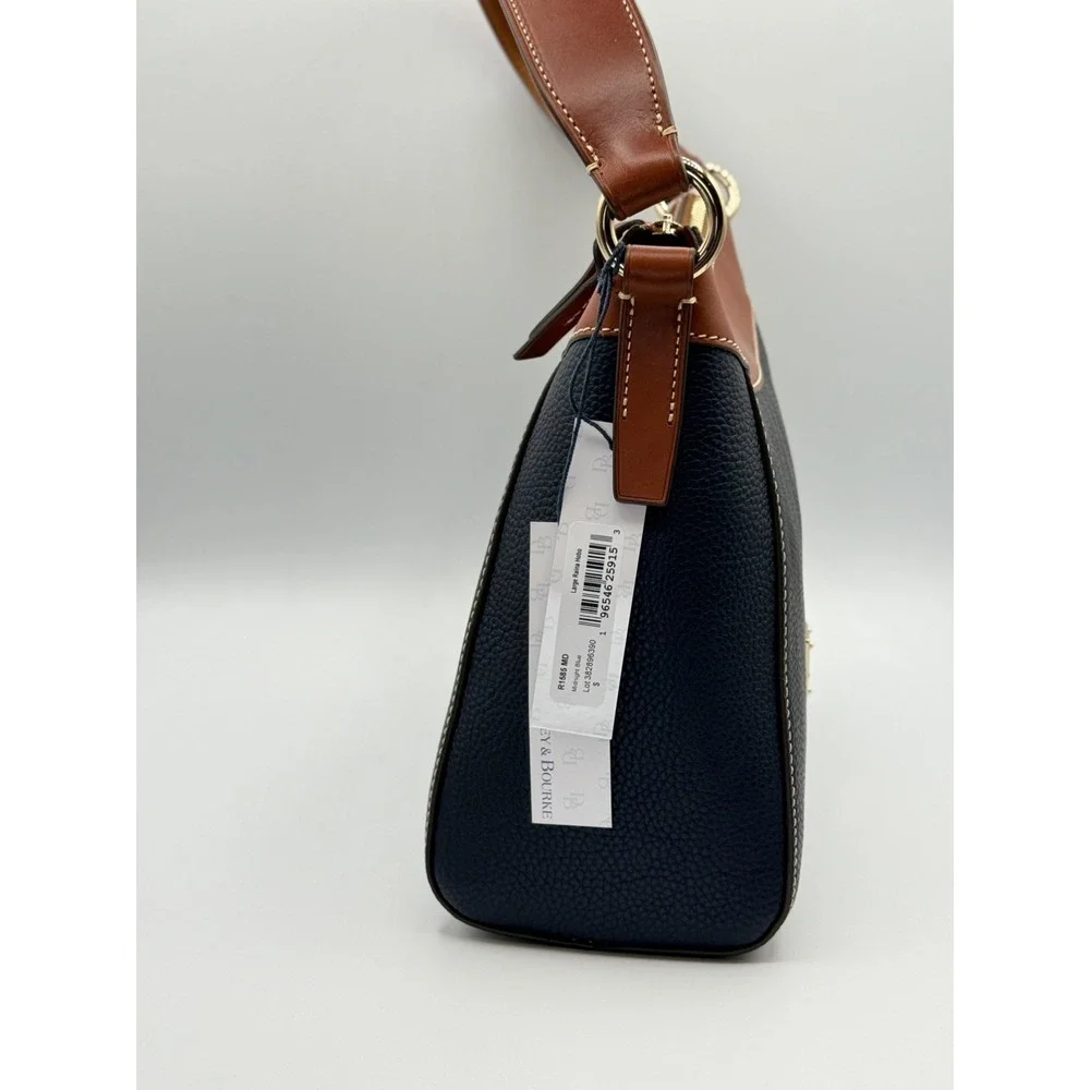 Dooney Bourke Midnight Blue Pebble Leather Large Raina Hobo Shoulder Bag Purse